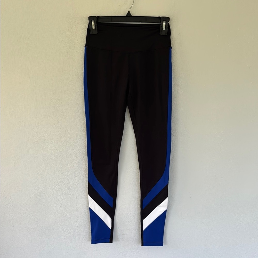 Splits59 black and blue full length stripe athletic workout leggings size small - Picture 2 of 9